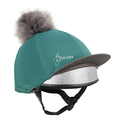Image of LeMieux Pom Horse Riding Hat Silk in Peacock with 4 Way Stretch Fabric Coordinates Base Layers &amp; Saddle Pads One Size