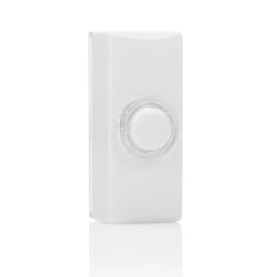 Image of Byron DBW 22011 Wired Surface Mounted Doorbell Push Button, Universal Compatibility, Illuminated, Waterproof, Easy 2 Wire Installation, Sleek White Design