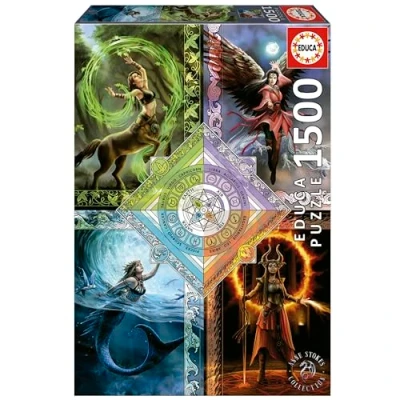Image of Educa Elemental Magic Star Chart, Anne Stokes 1500 Piece Puzzle for Adults. Measurements: 85 x 60 cm. Includes Glue Fix Puzzle. From 14 years old