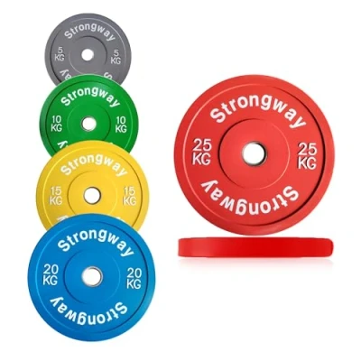 Image of Strongway® Olympic Bumper Weight Plates Colour Coded (5KG 10KG 15KG 20KG 25KG) Discs for Barbell 2 Inch (2&quot;) / 50mm Hole Lifting Workout Home Gym Fitness (2 X