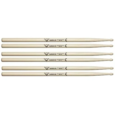 Image of Vater Drumsticks VSP35ACL 5A Classics Series Hickory Wood Tip 3 Pair Pack
