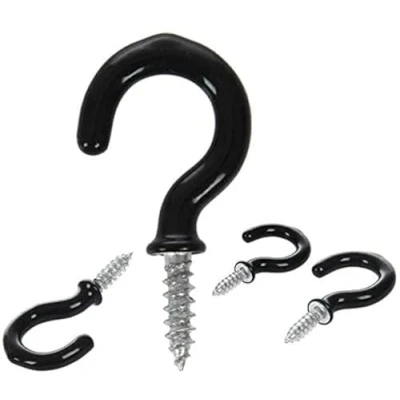 Image of SISI UK® 20pcs Hooks Pack Black Shouldered Cup Plastic Kitchen Screws in Mug Peg Loop (25 mm)