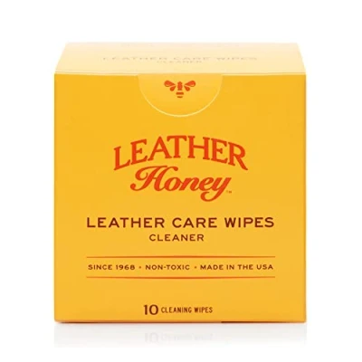 Image of Leather Honey Cleaner Wipes Clean On The Go Best for Vinyl and Apparel, Furniture, Auto Interior, Shoes Accessories 10 Ready to Use