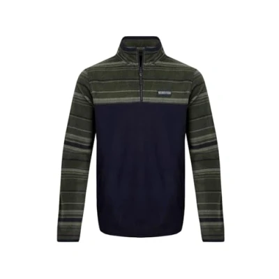 Image of Weird Fish Gilbert 1/4 Zip Striped Microfleece Fir Green Size XL