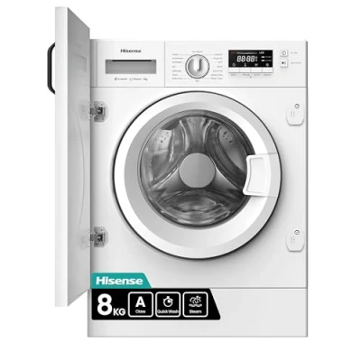 Image of Hisense 3 Series WF3M841BWI Intergrated 8 KG Front Load Washing Machine Durable Inverter Quick Wash Baby Care Wool 14 Programs 1400 RPM White Energy Rating A