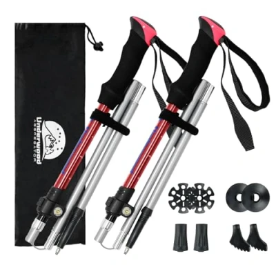 Image of UnderwoodAggregator Collapsible Walking Sticks 2 Pack Foldable Hiking Poles for Women and Men,Lightweight Aluminum Poles, Adjustable Nordic Hiking, Backpacking, Trekking