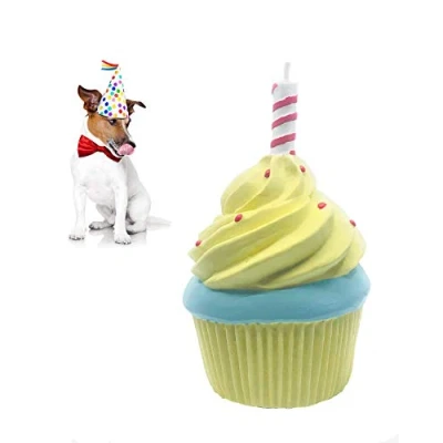 Image of Lanco Rubber Latex Squeaky Dog Toy Cupcake Design