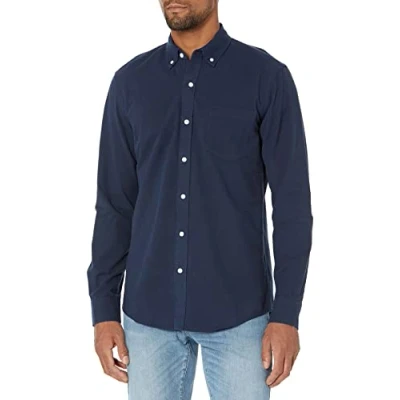 Image of Amazon Essentials Men&#039;s Slim Fit Long Sleeve Pocket Oxford Shirt, Navy, XL