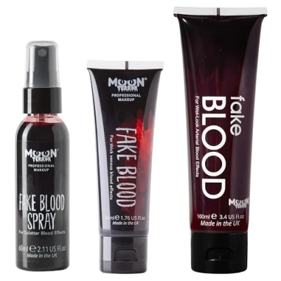 Image of Pro SFX Halloween Special Effects Fake Blood Kit by Moon Terror 100ml, Spray 60ml, 50ml