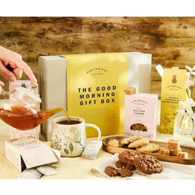 Image of Cartwright &amp; Butler The Good Morning Gift Box Food Hamper Mother&#039;s Day Luxury Confectionery Baskets Happy Birthday Anniversary Thank You Congratulations