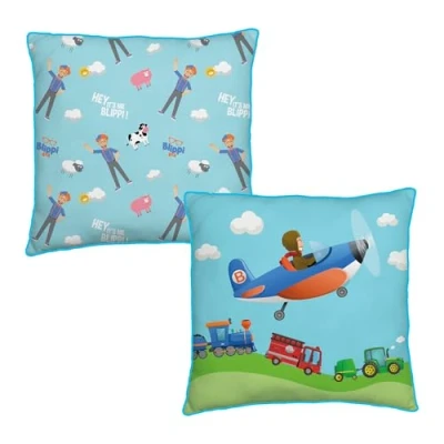 Image of Character World Blippi Reversible Kids Cushion 40x40cm Fun Farm &amp; Playful Pattern Design Soft Durable 100% Polyester Pillow for Fans