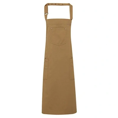 Image of Premier Chino Cotton Bib Apron Khaki One Size