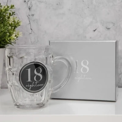 Image of Cut Glass Beer Tankard with Number 18th Birthday Gift