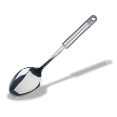 Image of Fackelmann MODE Serving Spoon, Cooking With Hanging Loop, Stainless Steel, 33x7.2x2.5cm, Grey &amp; Silver