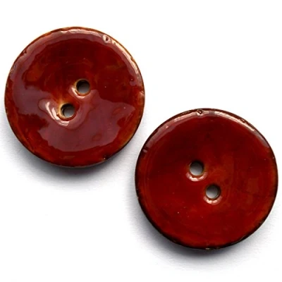 Image of Coconut Shell Round 2 Hole Buttons with Colour Enamel Pack of (Dark Red, 30mm)