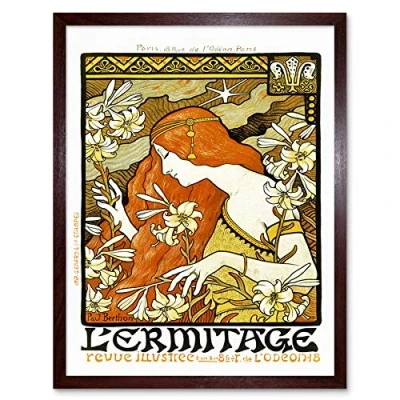 Image of Wee Blue Coo Berthon L&#039;Ermitage Paris Art Nouveau Print Framed Poster Wall Decor 12x16 inch