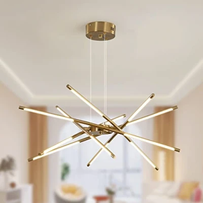 Image of Modern LED Sputnik Chandelier,Black/Gold Industrial Pendant Light Fixture,Indoor Hanging Ceiling Lighting with 12 Heads for Living Room,Dining Room,Kitchen,Bedroom
