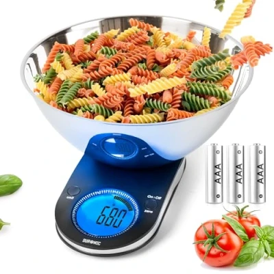 Image of Duronic Digital Kitchen Scale KS5000 Electronic Scales with Bowl and Large Display 5kg Capacity Weighing Ideal Food Measurement, Baking scales, Pet Food, parcel scales.