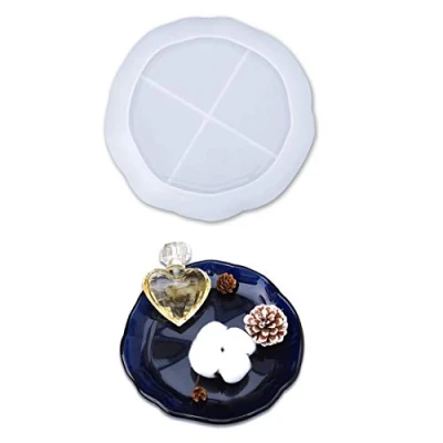 Image of FineInno Trinket Dish Resin Mould, Round Jewelry Tray Silicone Moulds for Resin, Plate Epoxy Casting Mould Necklace Earrings Key Storage Home Decor