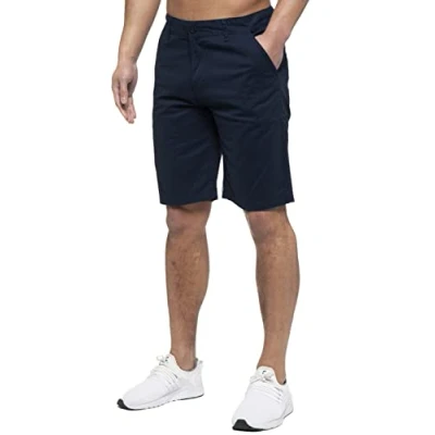 Image of 989Zé ENZO Mens Chino Shorts Cotton Regular Fit Summer Casual Smart Half Pants EZS429 Navy 30