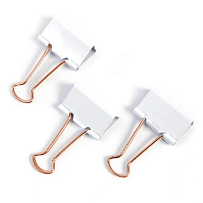 Image of Rapesco 1508 19 mm Foldback Clips, White with Rose Gold Handles, Pack of 80