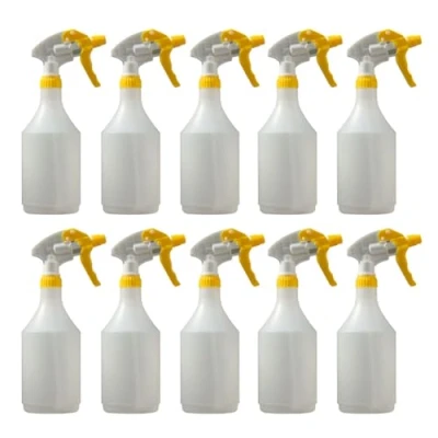 Image of Avern Large 750ML Spray Bottles Plastic (10 Pack) Yellow For Cleaning Solutions Gardening &amp; Home Use, Plant, Water, Durable Trigger Sprayer, Refillable Mist Bottle Heavy Duty