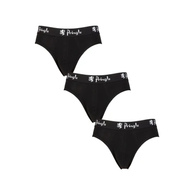 Image of Mens 3 Pack Pringle Cotton Briefs Black L