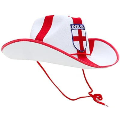 Image of Toyland® England Cowboy Style Hat Fancy Dress Football/Cricket/Rugby World Cup/Euros