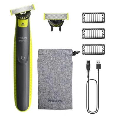 Image of Philips OneBlade 360 Authentic Electric Beard Trimmer and Shaver, 2X Blades, 3X Stubble Comb (1,3,5mm), QP2724/31
