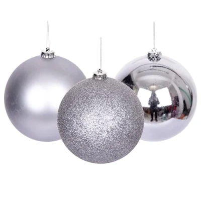 Image of 15cm/3Pcs Christmas Baubles Shatterproof Mid Grey, Tree Decorations Ball Ornaments Balls Xmas Hanging Holiday Decor Shiny,Matte,Glitter