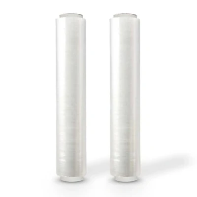 Image of G4Goods® 2 Rolls Strong Durable Clear Pallet Wrap 400mm x 150m 20mu Tear Resistant Stretch Shrink Film Water &amp; Moisture Proof High Quality Easy to Use