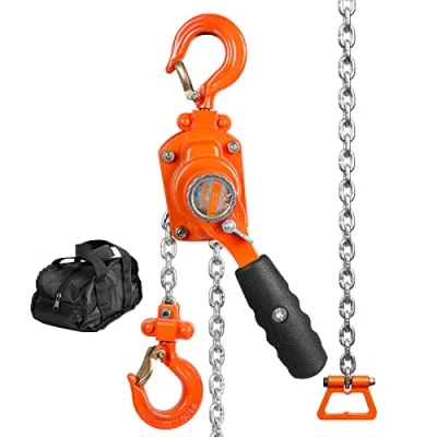 Image of VEVOR Manual Lever Chain Hoist, 1/4 Ton 550 lbs Capacity 10 FT Come Along, G80 Galvanized Carbon Steel with Weston Double Pawl Brake, Auto Leading &amp; 360 Rotation Hook, for Garage Factory Dock