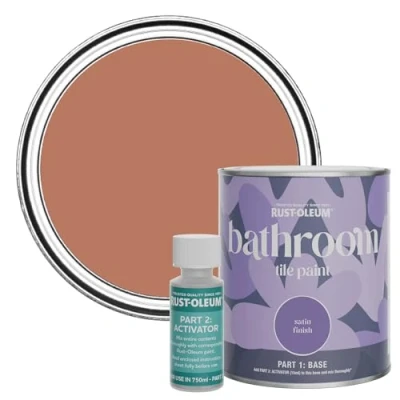 Image of Rust Oleum Red Water Resistant Bathroom Tile Paint in Satin Finish Siena 750ml