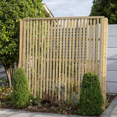 Image of Forest 6&#039; x Pressure Treated Vertical Slatted Garden Screen Panel (1.8m 1.8m)