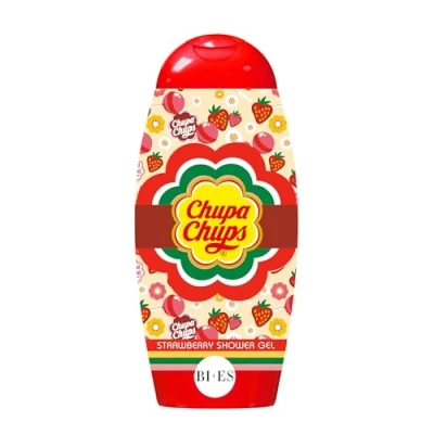 Image of Chupa Chups Strawberry Shower Gel for Kids &amp; Adults Hydrating Gentle 2 in 1 Body Wash Shampoo with Glycerine, Soft Nourished Skin, Scent, on Sensitive Ages 3+, 250ml