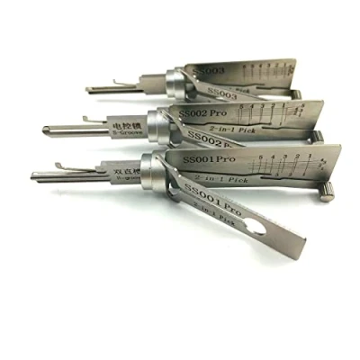 Image of TPM GO Locksmith Supply SS001 SS002 and SS003 2 in 1 Decoder Pick Tools for S Groove Lock, Door Padlock Family