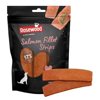 Image of Rosewood Pets Unlimited Salmon Fillet Strips, Large, Grain Free, High Protein Dog Treats 150g