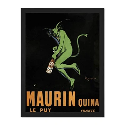 Image of Wee Blue Coo Advert Maurin Le Puy Quina Alcohol Cappiello France Large Framed Art Print Poster Wall Decor 18x24 inch