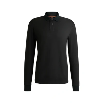 Image of BOSS Mens Passerby Stretch Cotton Slim fit Polo Shirt with Logo Patch
