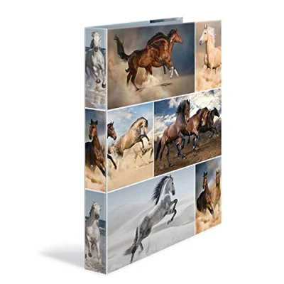 Image of HERMA Ring Binder Animals with Horses Motif, A4, 35 mm Spine, Slim 2 made of Cardboard