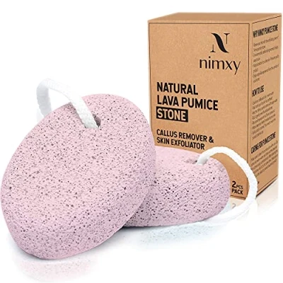 Image of NIMXY Pumice Stone for Feet and Hands 2 Pcs Hard Skin Remover Foot Scrubber Dead Removal Natural File Callus Exfoliation (Pink)