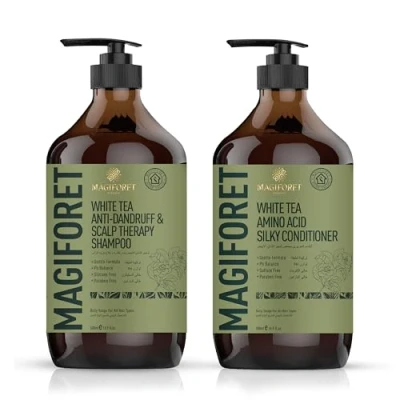 Image of MagiForet Anti dandruff &amp; Scalp Treatment Shampoo + Conditioner Set (500ml *2) For Dry, Flaky scalps, Help Clear Flakes, Leave Itchy Scalps Feeling Soothed