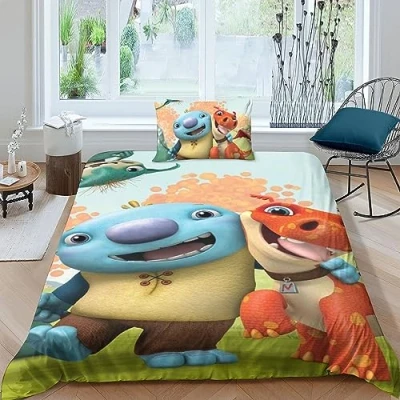 Image of LENTLY Wallykazam Printed Bedding Set Duvet Cover 3d Comforter 2 Pieces For Kids Teens Boys Quilt with Zipper Closure Soft Microfiber Single（135x200cm）