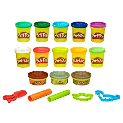 Image of Play Doh Dinosaur Theme 13 Pack of Non Toxic Modeling Compound for Kids 3 Years and Up With 2 Cutter Shapes, Roller Tools, Scissors (Amazon Exclusive)