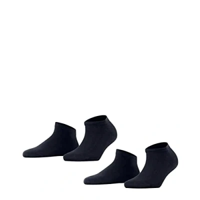 Image of FALKE Women&#039;s Happy 2 Pack W SN Cotton Low Cut Plain Pairs Trainer Socks, Blue (Dark Navy 6375), 2.5 5