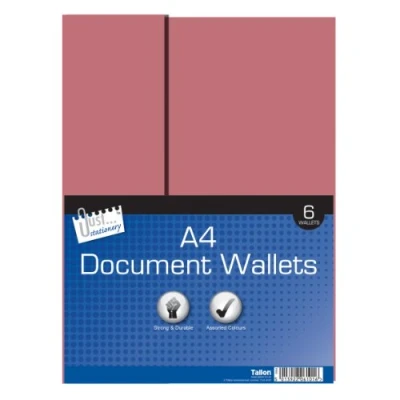 Image of Just stationery Card Document Wallet Assorted Colours (Pack of 6) 6101/48