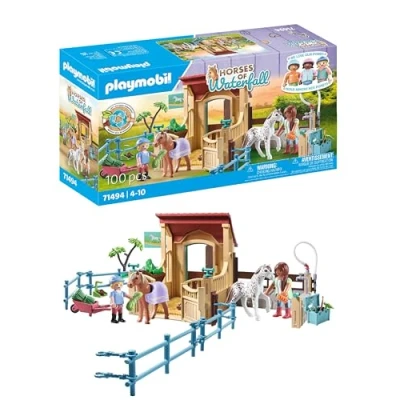 Image of Playmobil 71494 Horses of Waterfall: riding Stable, exciting horse adventures at Waterfall Ranch, complete with diverse accessories, detailed play sets suitable for children ages 4+