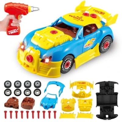 Image of Pup Go Construction Toy, Take Apart Toys Car Racing, 30 Pieces, Build Your Own Kit With Electric Drill Tools, Gifts Present Age 3 4 Year Old Boy Girl Kids (4 Spare Screws Included)