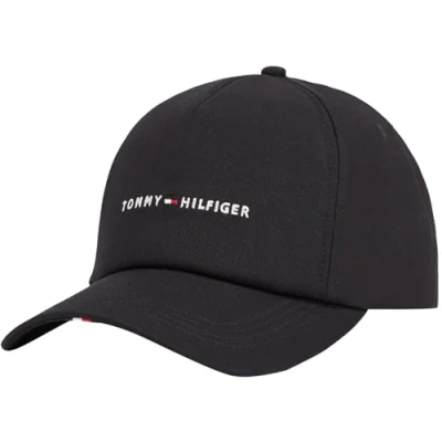 Image of Tommy Hilfiger Men’s Foundation Soft 6 Panel Cap with Logo, Black (Black), One Size