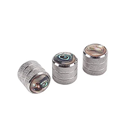 Image of Alnicov Guitar Contral Knobs,Silver With Pearl Abalone Volume Tone Control Metal Knobs For Bass 3 Pack